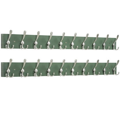 SKOLOO Creations Forest Green Solid Wood Wall Mounted Coat Rack, 10 Hooks, 38-1/8" Long - Kitchen, Mudroom, Entryway, Bathroom