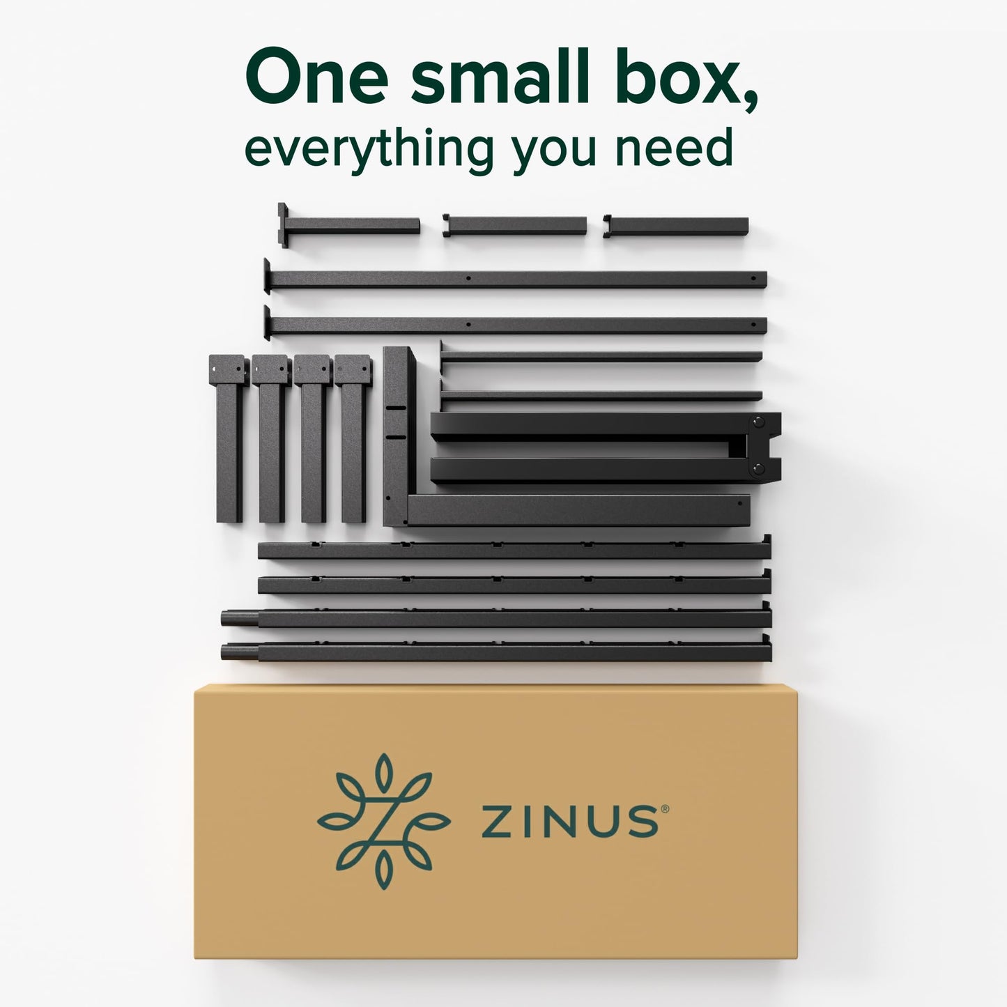 Zinus Elias Double Bed frame - Bed 135 x 190 cm - 36cm Height - Metal Bed frame with underbed storage and steel slat support - Black