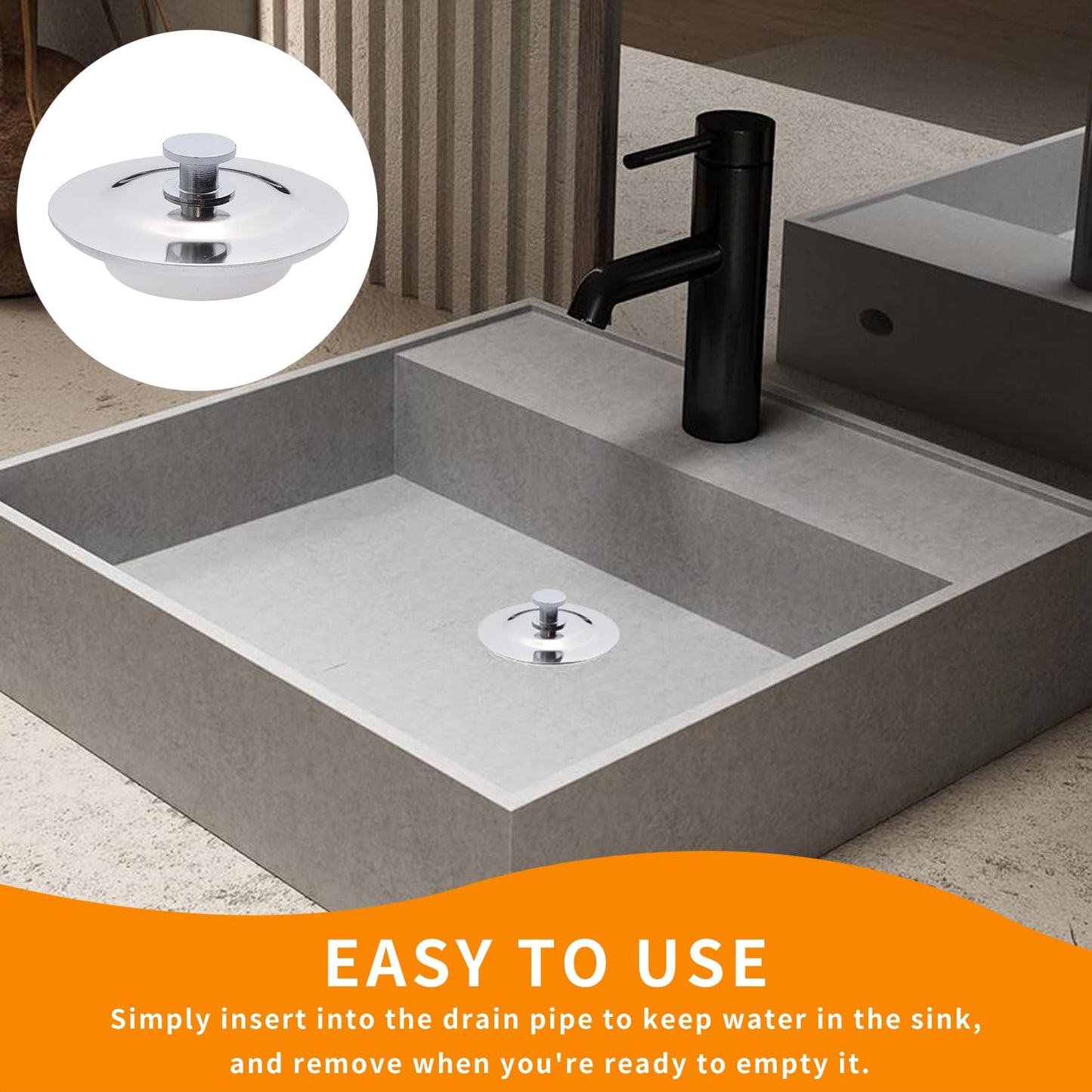 2pcs Bath Plug UK – Silicone Stainless Steel Drain Stopper for Bathtubs, Showers, and Sinks, Leak-Proof, Easy to Use