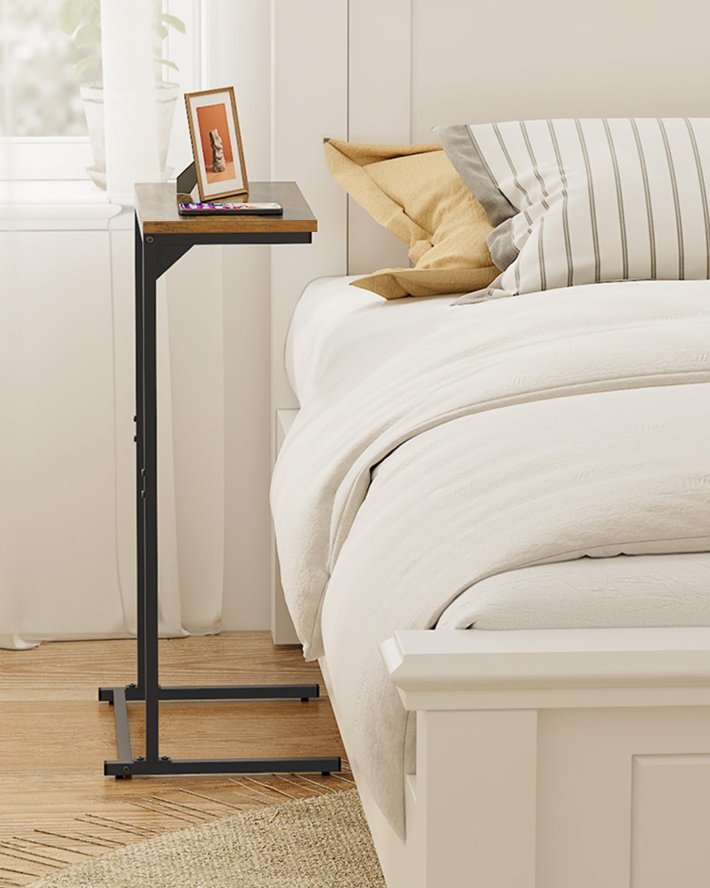 TUTOTAK C Shaped Side Table, Set of 2, Small End Table, 28.7 inch Tall Couch Sofa Table, Living Room, Bed Room, Brown V1TB01BB0712EU