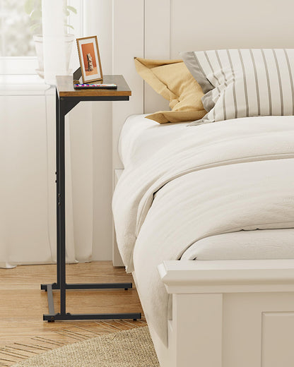 TUTOTAK C Shaped Side Table, Set of 2, Small End Table, 28.7 inch Tall Couch Sofa Table, Living Room, Bed Room, Brown V1TB01BB0712EU