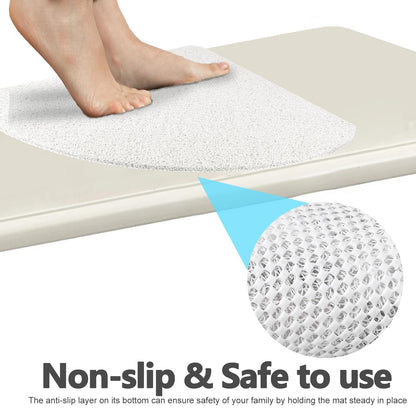 Lurowo Corner Shower Mat, Quadrant Loofah Shower Mat (White, 80 * 80cm)