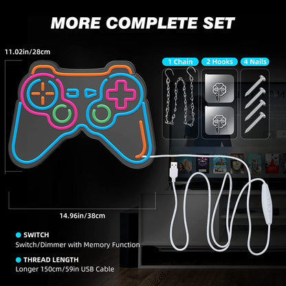Eufrozy Dimmable Game Neon Sign, Acrylic Gaming LED Neon Light Sign, Bedroom Wall Decor Lights Powered by USB with Switch, for Kids, Boys, Gamers,