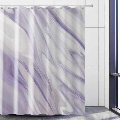 GCIREC Purple Marble Stall Shower Curtain, Purple Mix White Ombre Modern Abstract Wave Luxury Bathroom Curtain Bathtub Home Decor Waterproof Fabric