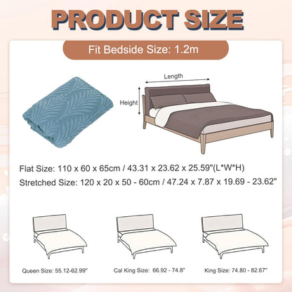 sourcing map Bed Headboard Slipcover, 120cm Jacquard Fabric Stretch Protector Covers, Dustproof Cover for 1.2m Headboard Bedroom Decor, Blue