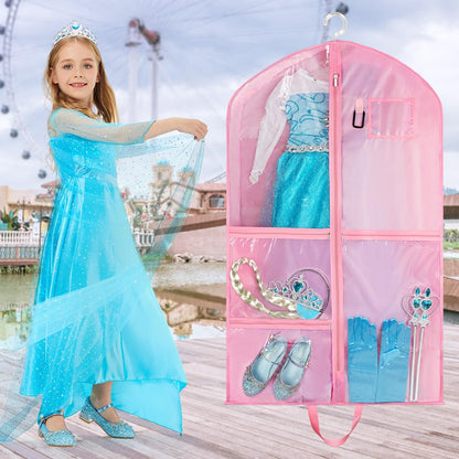 OSDUE Clothes Covers, 40 inch WaterproofHanging Garment Bags with 5 Zipper Pocket and ID Slot Pockets Foldable Kids Dance Costume Garment Bag Travel