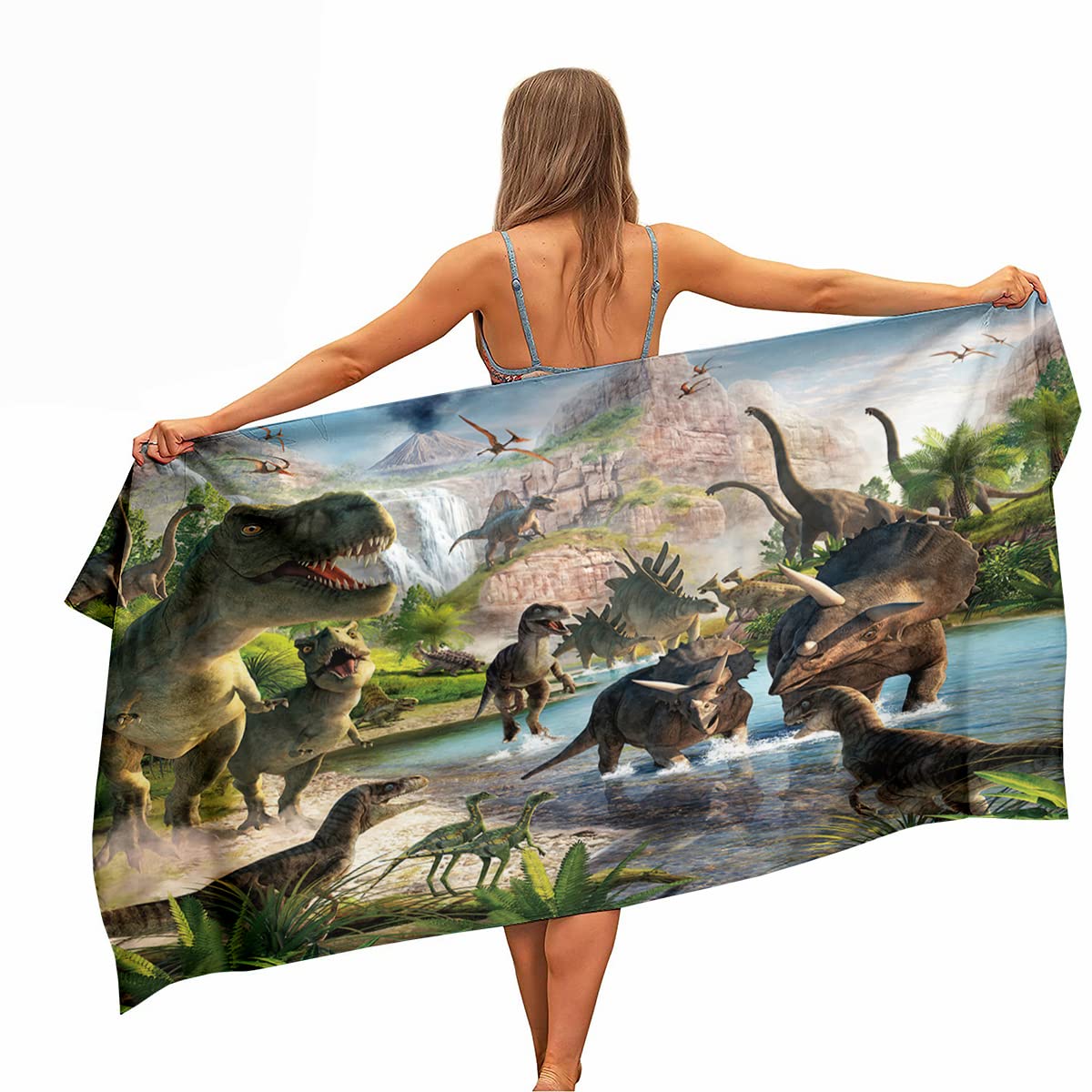 Ulticool Microfibre T-Rex Dinosaur Travel Towel - 160 x 80 cm - Lightweight, Quick-Drying, Sand-Resistant, Bath, Beach, Sauna, Sports Towel