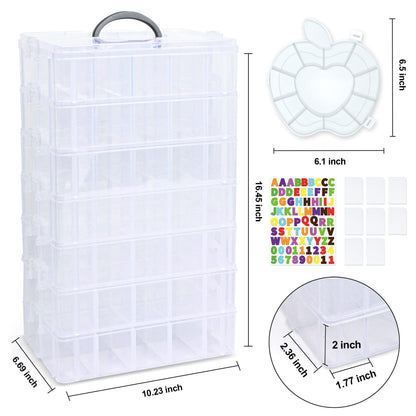 Inscraft 7 Tier Craft Storage Boxes with Compartments, 70 Adjustable Plastic Organiser Storage Boxes for Crafts, Beads, Screw, Washi Tap