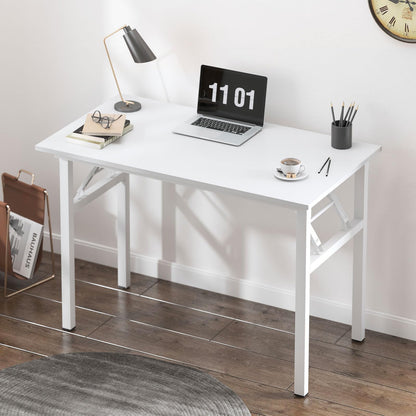 sogesfurniture Folding Table Office Study Writing Desk Workstation Dining Table, No Install Needed, 80x40x75cm, White BHEU-LP-AC5WW-8040