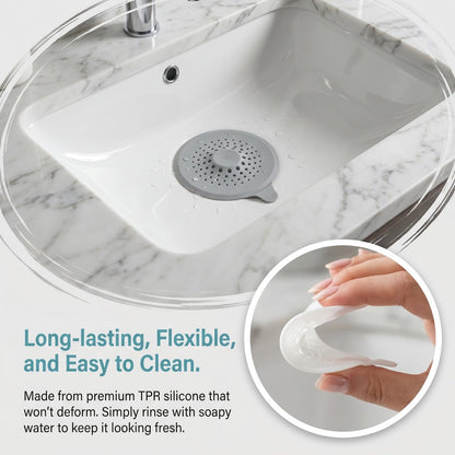 2 Pack Silicone Shower Drain Hair Catcher with Strong Suction Cup