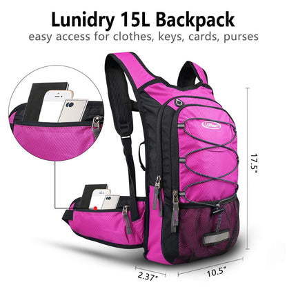 Lunidry Hydration Backpack with 3L Water Bladder, 15L Running Hydration Backpack for Men & Women, Lightweight Leakproof Water Rucksack Mountain Bike