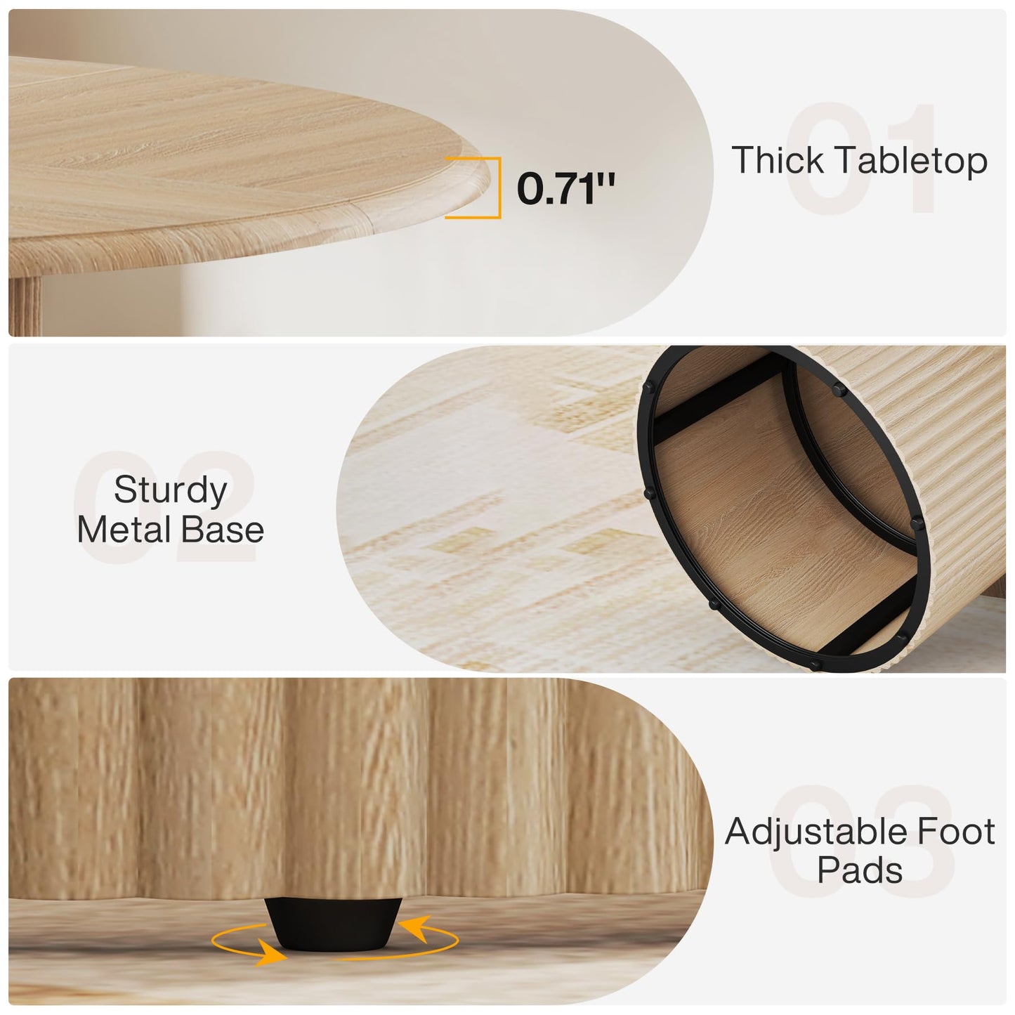 Tribesigns 47" Round Dining Table for 4, Farmhouse Kitchen Table with Metal Base, Modern Small Dinner Table for Dining Room,Kitchen