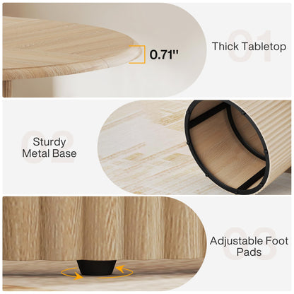 Tribesigns 47" Round Dining Table for 4, Farmhouse Kitchen Table with Metal Base, Modern Small Dinner Table for Dining Room,Kitchen
