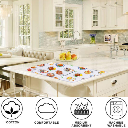 LEVLO French Cuisine Kitchen Towel France Travel Gifts France Tea Towel French Housewarming Gift (French Cuisine Towel)