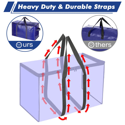 Uhogo 110L 6 Pack Heavy Duty Extra Large Storage Bags - Thicker Waterproof Storage Bags with Zips for Moving, Travelling, Camping, University, Garden