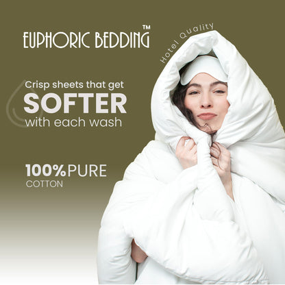 Euphoric Gifts WHITE 100% Pure Cotton (Egyptian Cotton) SUPER KING SIZE Duvet Cover Bed Set - includes duvet cover, fitted sheet & pillowcases