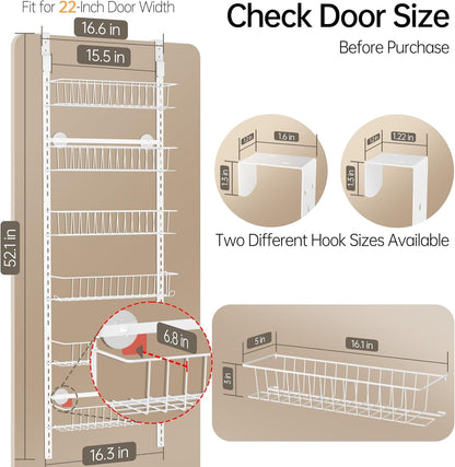 Delamu Over Door Storage, Pantry Organisers and Storage, Hanging Spice Rack Shelves for Easy Install, Cabinet Door Organiser