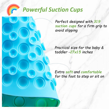 Joiyota Baby & Toddler Bath Mat for Tub，Silicone Non Slip Bathtub Mat for Kids with 27 x 15 Inches for Storage