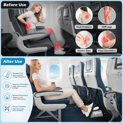 Myfivo Foot Hammock for Flight, Adjustable Travel Foot Rest for Airplanes