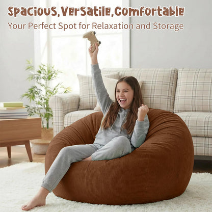 Nobildonna 3 ft Bean Bag Chair Cover (No Filler) for Adults and Kids 300L Extra Large Stuffed Animal Storage Bean Bag Washable Soft Premium Corduroy