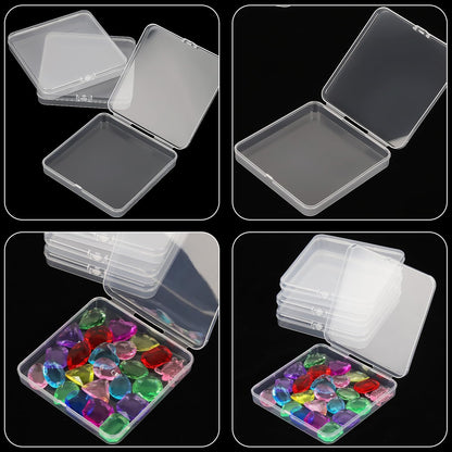 Prmape Pack of 10 Storage Boxes with Lid, Large, 10.5 x 10.5 x 1.8 cm, Rectangular Empty Mini Storage Box