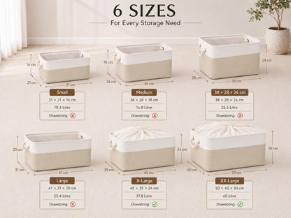 Mangata Fabric Storage Box set of 3, Foldable Fabric Storage Baskets with Handles for Cupboards, Wardrobe, Shelves, Bathroom, Clothes, Toys, Towel