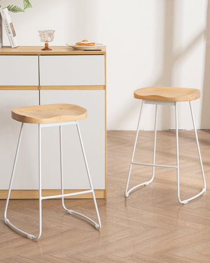 YOUNUOKE Bar Stools set of 2, 65cm Counter Height Bar Chairs Khaki Legs