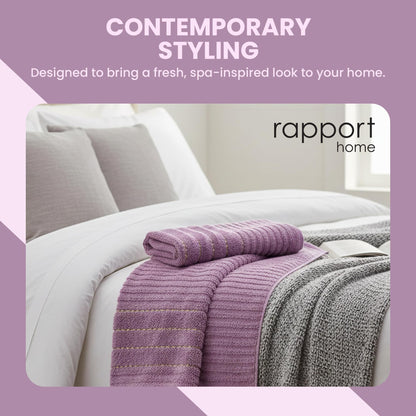 Rapport Home Linear Bath Sheets 2 Pack | Lavendar Pink | 90x140cm | Luxurious 500GSM 100% Cotton | Oeko-Tex Certified Absorbent & Soft Bathroom Towels