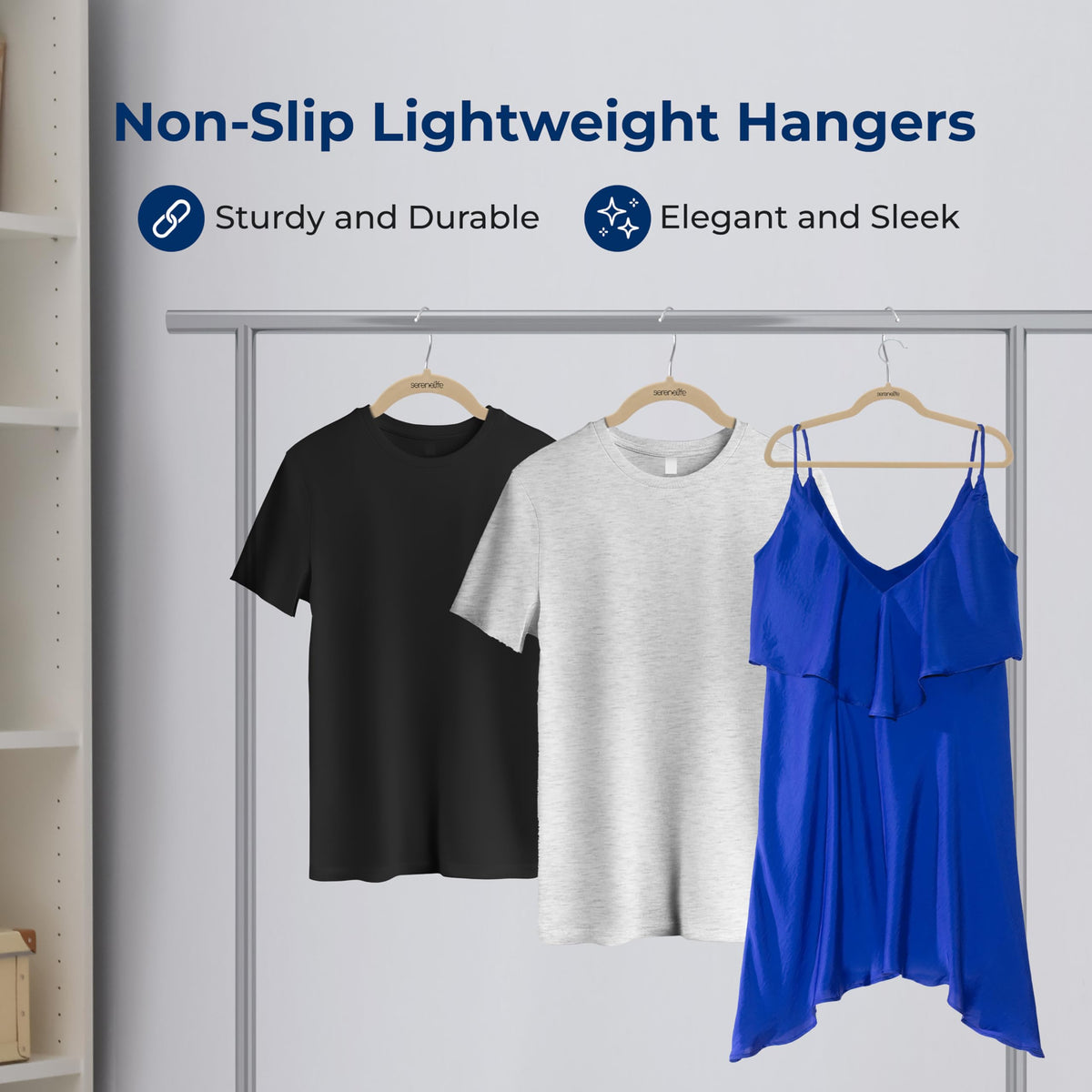 SereneLife Velvet Hangers 10 Pcs, Non Slip Heavy Duty Hanger Set with 360° Swivel Hook, Smooth Velvet Finish to Protect Fabric, Lightweight