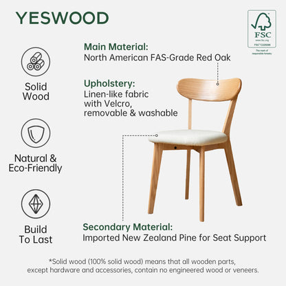 2PCS Modern Solid Dining Chairs Set, Upholstered Fabric Dining Room Chairs