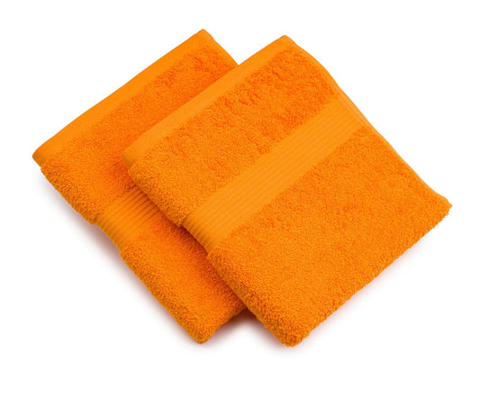 G?zze - Set of 2 New York Hand Towels, Luxuriously Soft and Absorbent, 100% Cotton, 50 x 100 cm - Orange