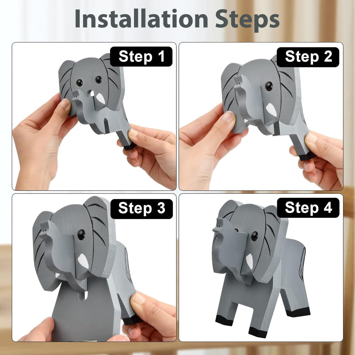 BRIOTA Elephant Shaped Glasses Holder, Animals Glasses Stand, 3D Puzzle Eye Glasses Holder Stand, Wooden Spectacle Holder
