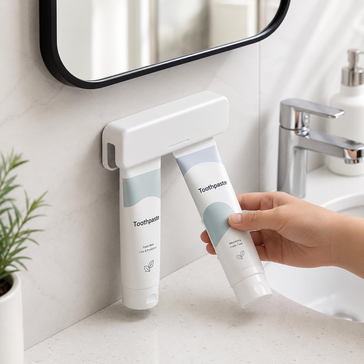 Toothpaste Holder, Toothpaste Clips, Wall Mounted Toothpaste Holder, No-Drill Tooth Paste Organizers Gripper Fit For Bathroom Washstands