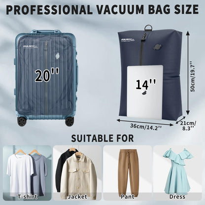 EULANT Vacuum Storage Bags for Travel, Reusable Vacuum Zipper Sealer Bag for Clothes, Compression Packing Cubes for Suitcases/Luggage/Backpack