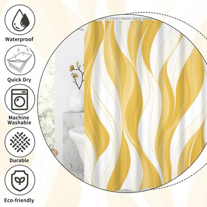 GCIREC Shower Curtain, 90x180cm, Modern Abstract Yellow White Ombre Striped Minimalist Art Waterproof Fabric Machine Washable Bathroom Curtain with