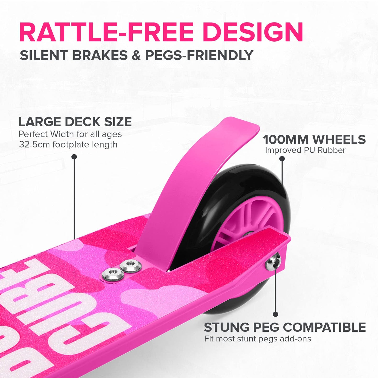 BOLDCUBE Stunt Scooter Pink for Kids Ages 6-12 8-12 Years | Freestyle Pro 360? | Aluminium Deck | ABEC 7 | Micro Crystalized Deck