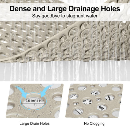 Anti Slip Shower Mat with Suction Cups,70x70cm Quick Drain TPE Non Slip Shower Mats for Inside Shower,Large Bath Mat for Shower Soft on Feet