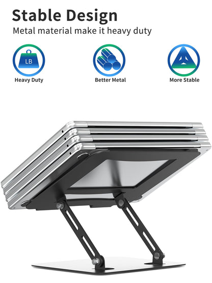 SOUNDANCE Laptop Stand, Heavy Metal Base, Adjustable, 10-15.6", Black