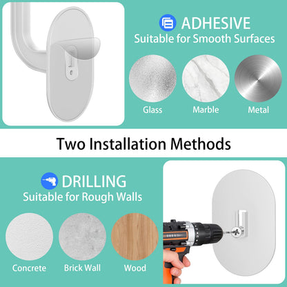 Eiito Hat Hooks for Storing Caps, Multi-Purpose Hat Organizer, Strong Adhesive Hat Shelf for the Wall, Two Mounting Options, RV Organization (White)