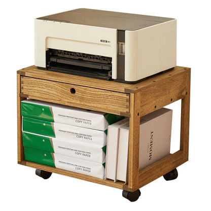 KIRIGEN Solid Wood Printer Stand with a Drawer, 2 Tier Printer Table fit Fax Scanner/3D Printer