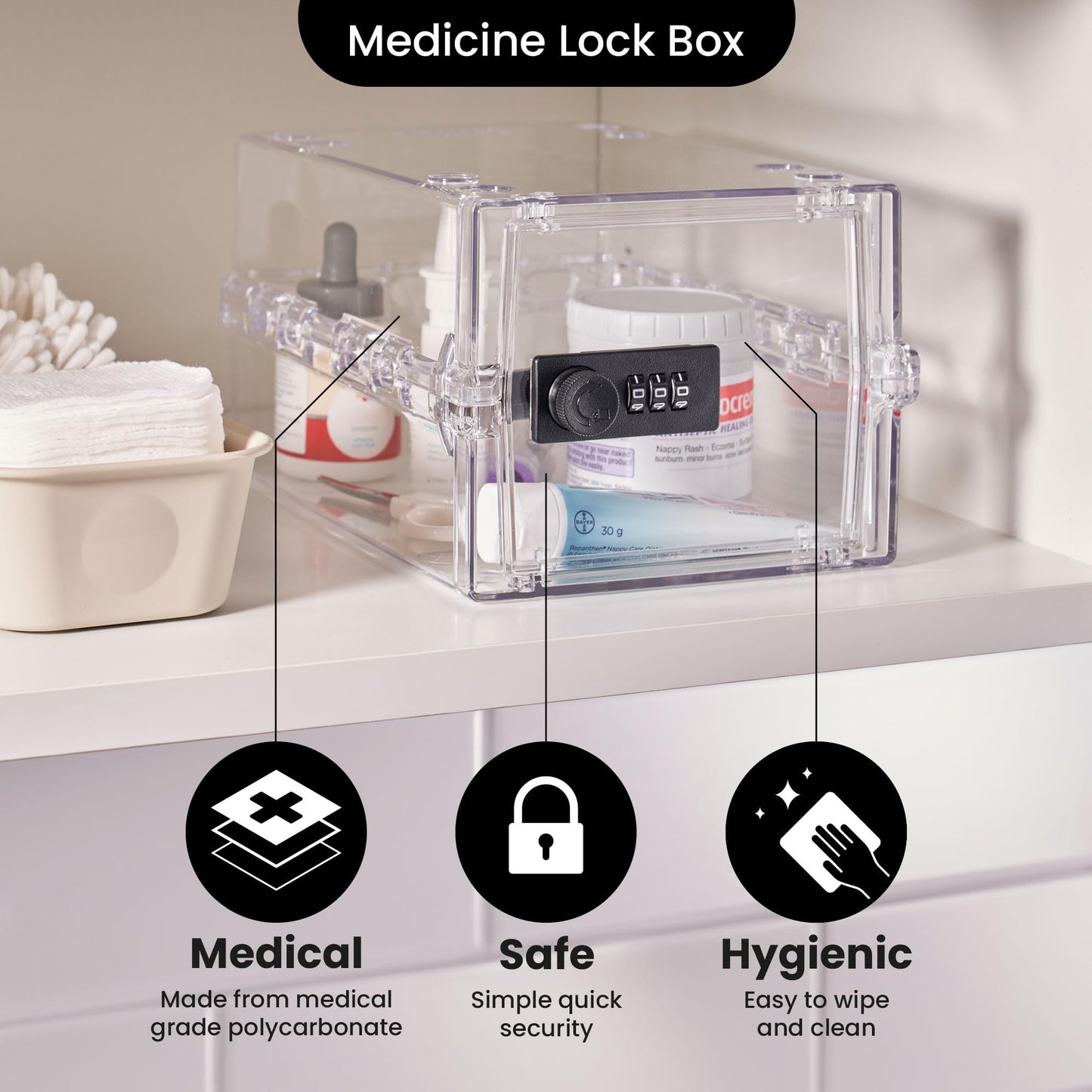 Lockabox Mini™ | Small Lockable Box with Combination Lock (3L) | Compact Storage Lock Box for Small Medicines, Snacks & Mobile Phones
