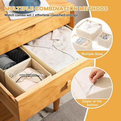 WEELOO Drawer Organisers Drawer Dividers, 6pcs Wardrobe Storage Organiser