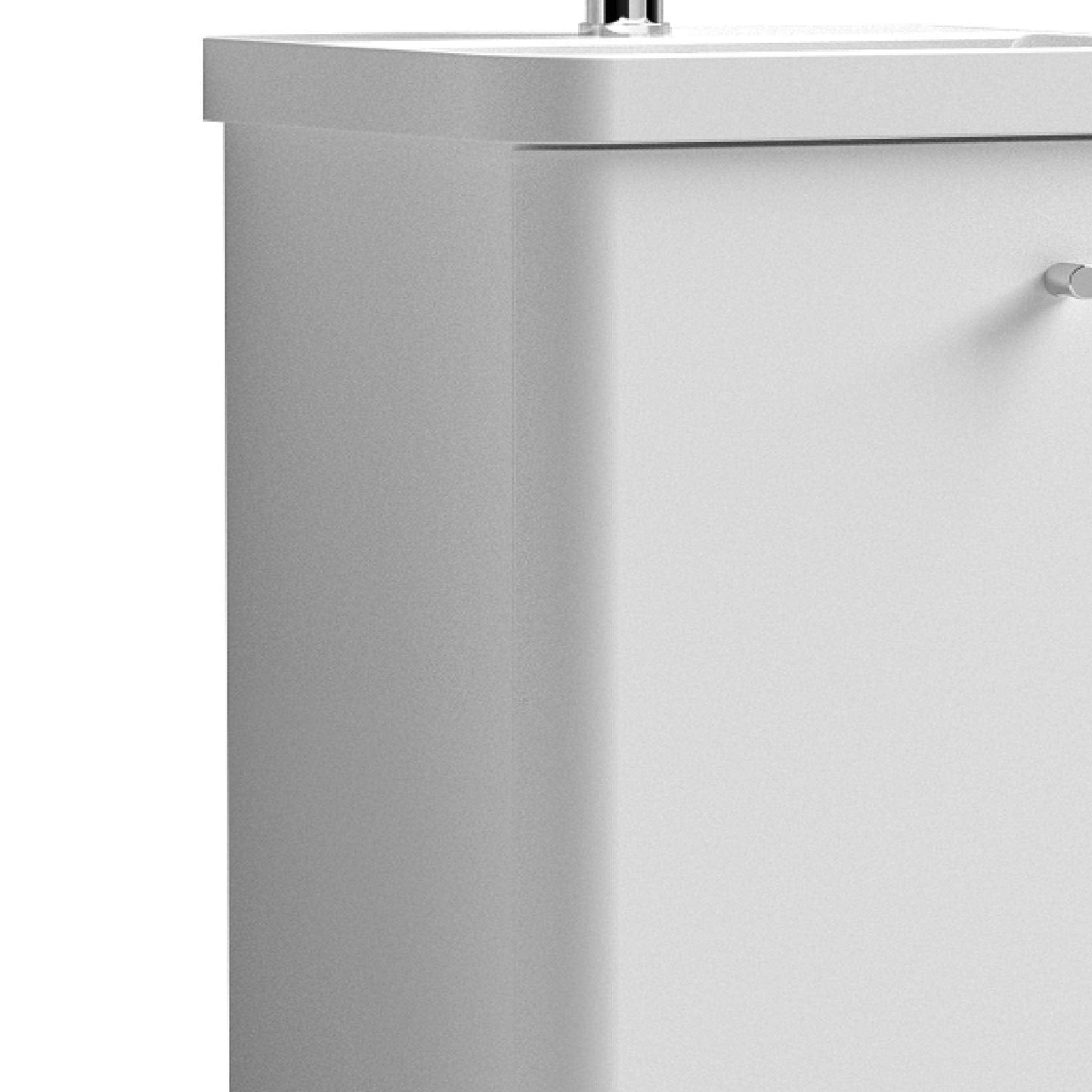nuie COR102 Core Modern Bathroom Floor Standing 1 Door Vanity Unit and 1 Tap Hole Ceramic Basin, 864 x 405 x 355mm, Gloss White