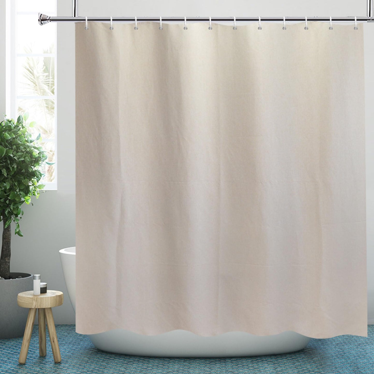 YISURE Linen Textured Shower Curtain, Heavy Duty Fabric Shower Curtains for Bathroom Waterproof Thick Taupe Hotel Luxury, Beige 180x200cm/71''x78''