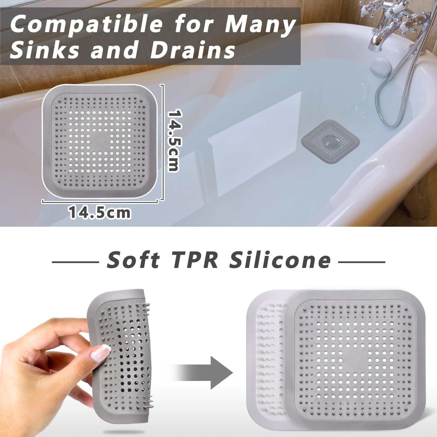 Alyvisun 2Pcs Silicone Shower Hair Catcher with Suction Cup