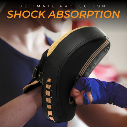 EVO Fitness Matte Black Boxing Gloves and Pads Set Punching Focus Mitts Hook and Jab Hand Target Strike Shield Training Sparring MMA Martial Arts Muay