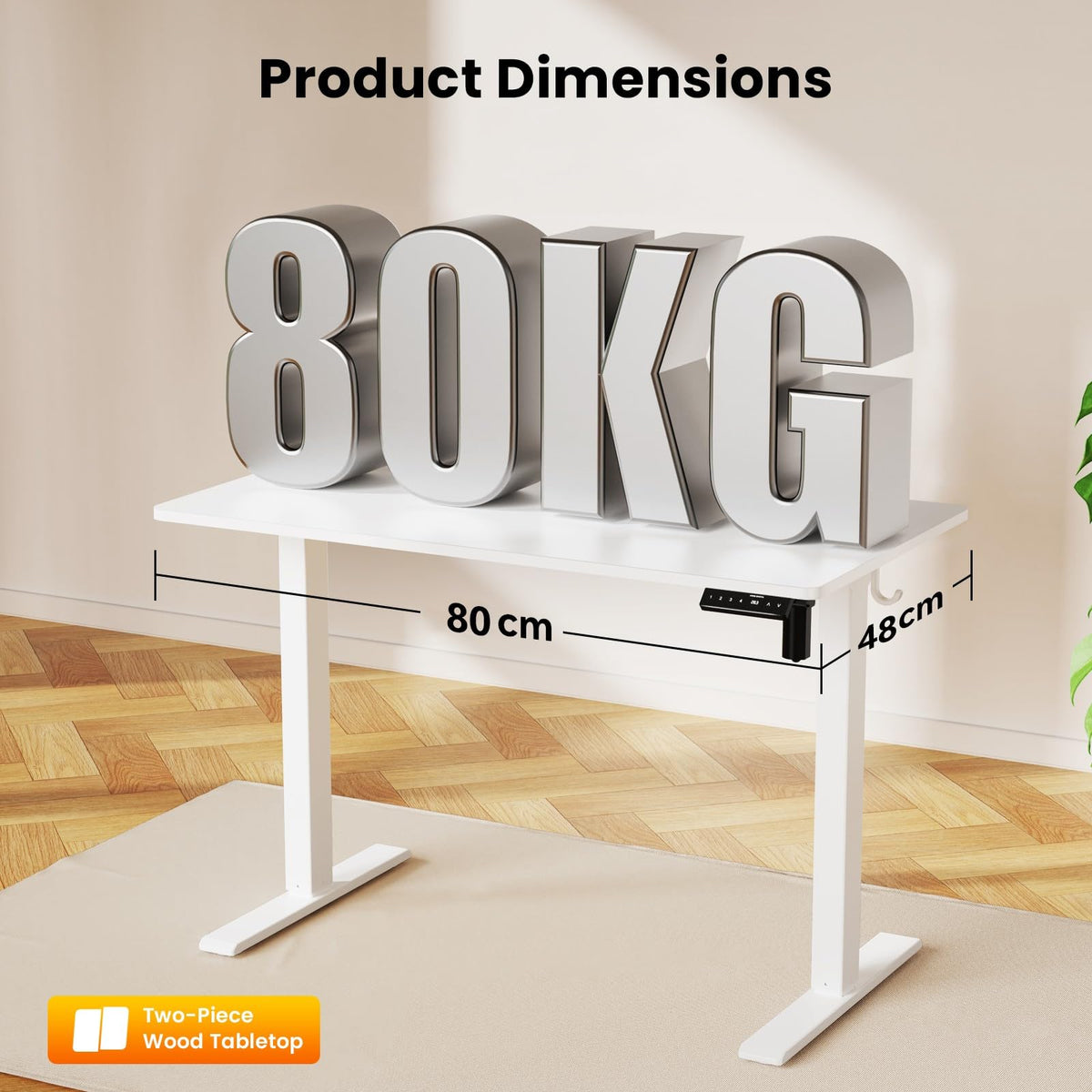 WALKINGDESK Electric Standing Desk, 80 x 60 cm, White