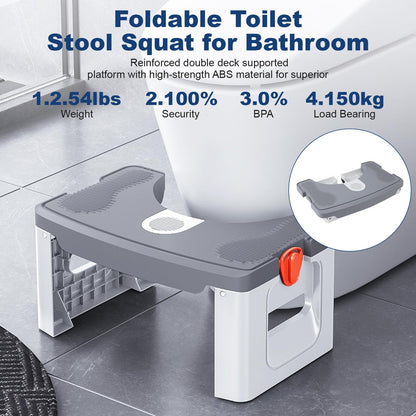Pilipane Folding Squatting Toilet Stool - Squatty Potty for Adults and Children - Lightweight Poop Stool with Non-slip Pad for Bathroom and Toilet