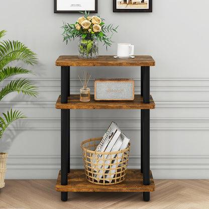IBUYKE Narrow Side Table, 3-Tier End Table with Storage Shelf Black, Slim Small Table, 40x18x62.5cm,Thin Nightstand Bedside Table for Living Room