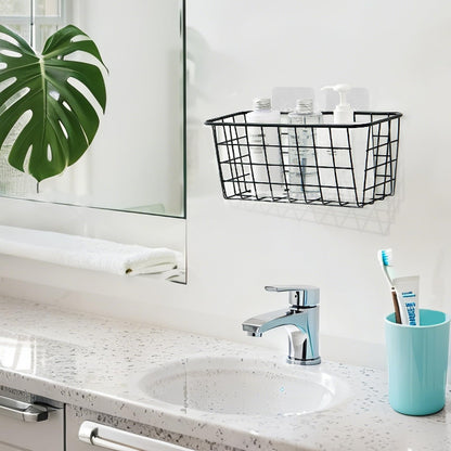 MOUYAT 6 PCS Black Metal Baskets, Kitchen Storage Baskets, 12.5 x 28.5 x 12.5cm Black Wire Basket for Bathroom, Bedroom, Cabinet, Kitchen